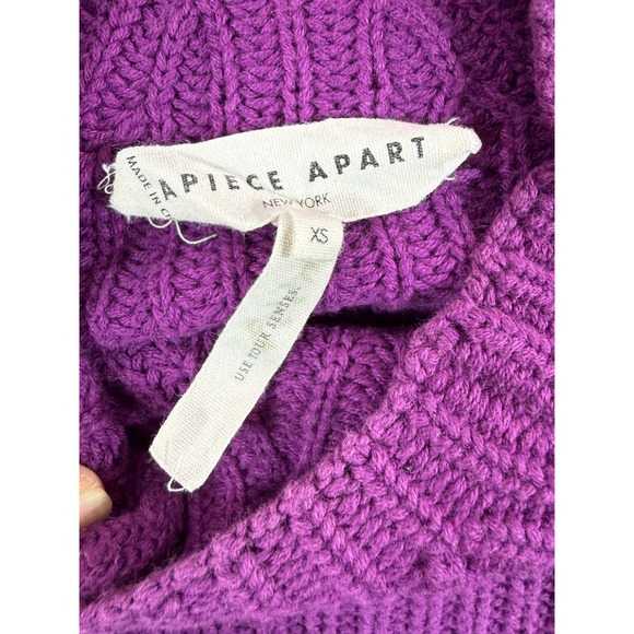 APIECE APART Purple Mock Neck Balloon Sleeve Knit Sweater Cashmere Blend XS $395 - Picture 7 of 10